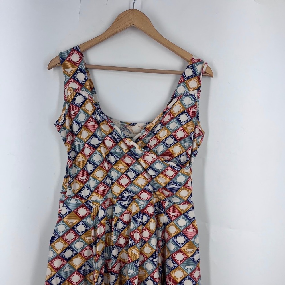 Effie's Heart Womens Geometric Sunburst Fit and Flare Dress Multicolor Large - Picture 3 of 13